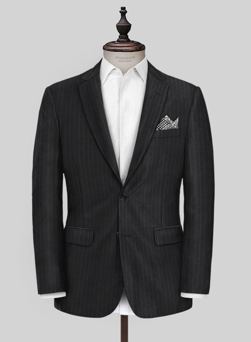 Scabal Londoner Isai Stripe Charcoal Wool Jacket