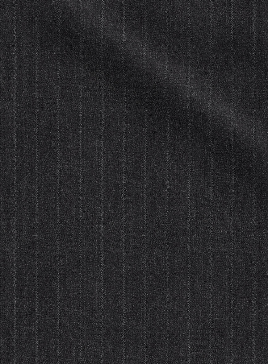 Scabal Londoner Isai Stripe Charcoal Wool Pants - Image 3
