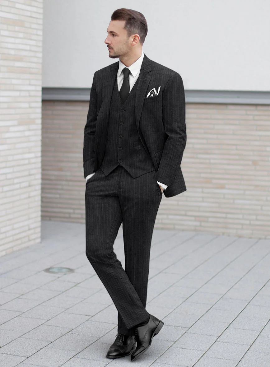 Scabal Londoner Isai Stripe Charcoal Wool Suit - Image 2