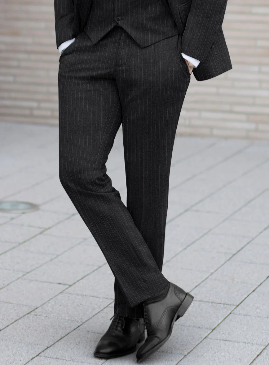 Scabal Londoner Isai Stripe Charcoal Wool Suit - Image 4