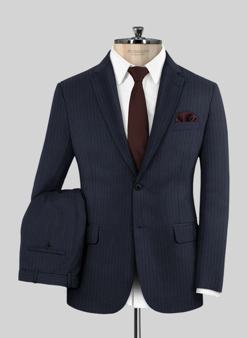 Scabal Londoner Jaspal Stripe Blue Wool Suit