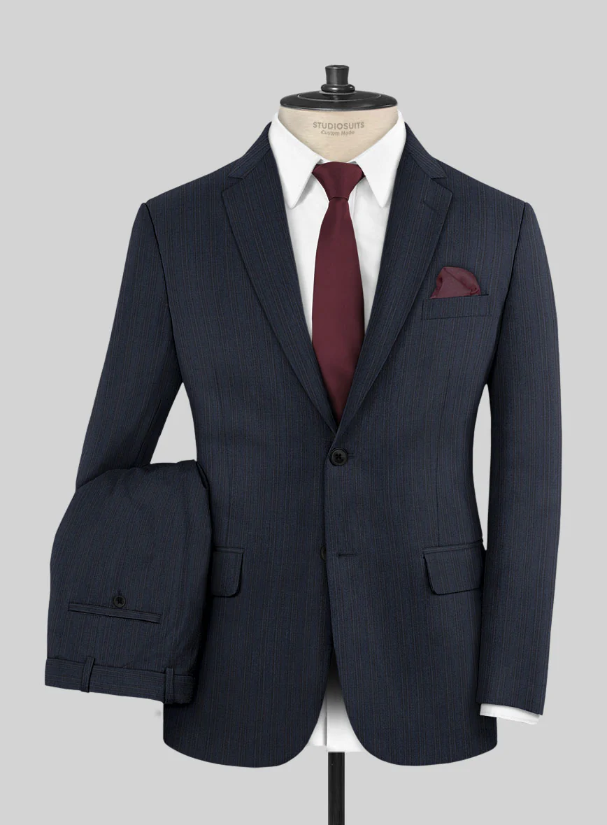 Scabal Londoner Jolge Stripe Blue Wool Suit
