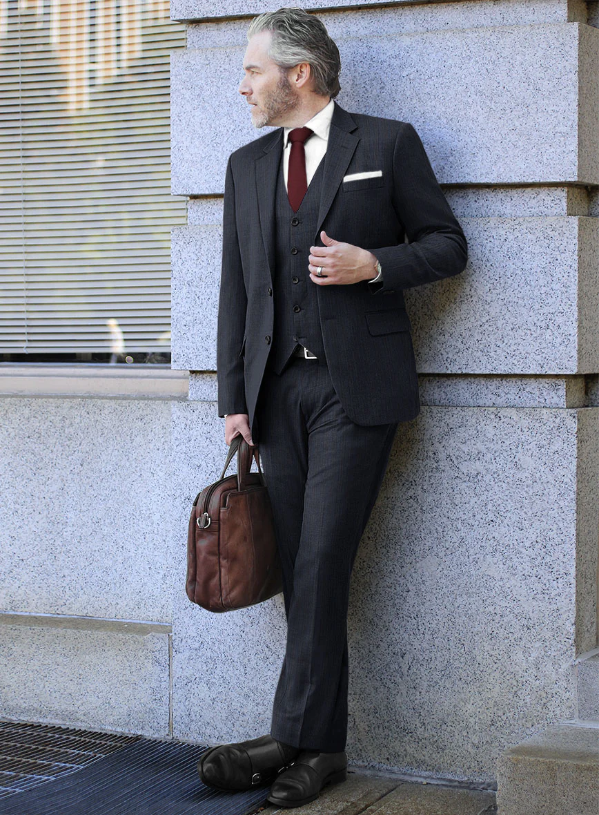 Scabal Londoner Jolge Stripe Blue Wool Suit - Image 2