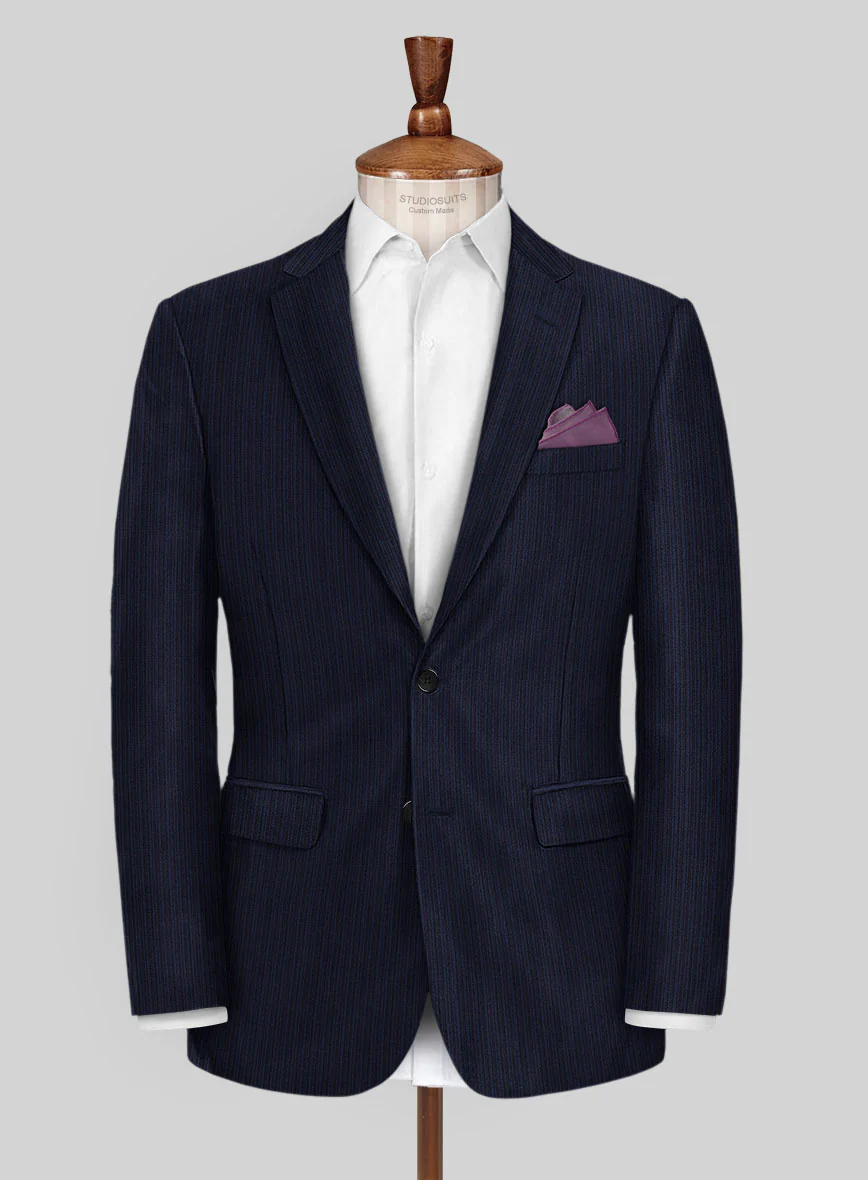 Scabal Londoner Malno Stripe Blue Wool Suit - Image 3
