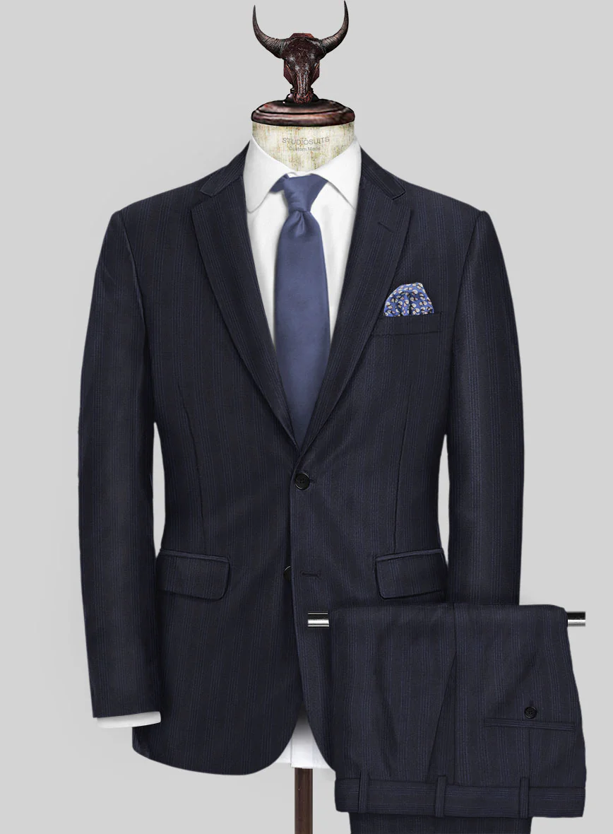 Scabal Londoner Manpa Stripe Blue Wool Suit