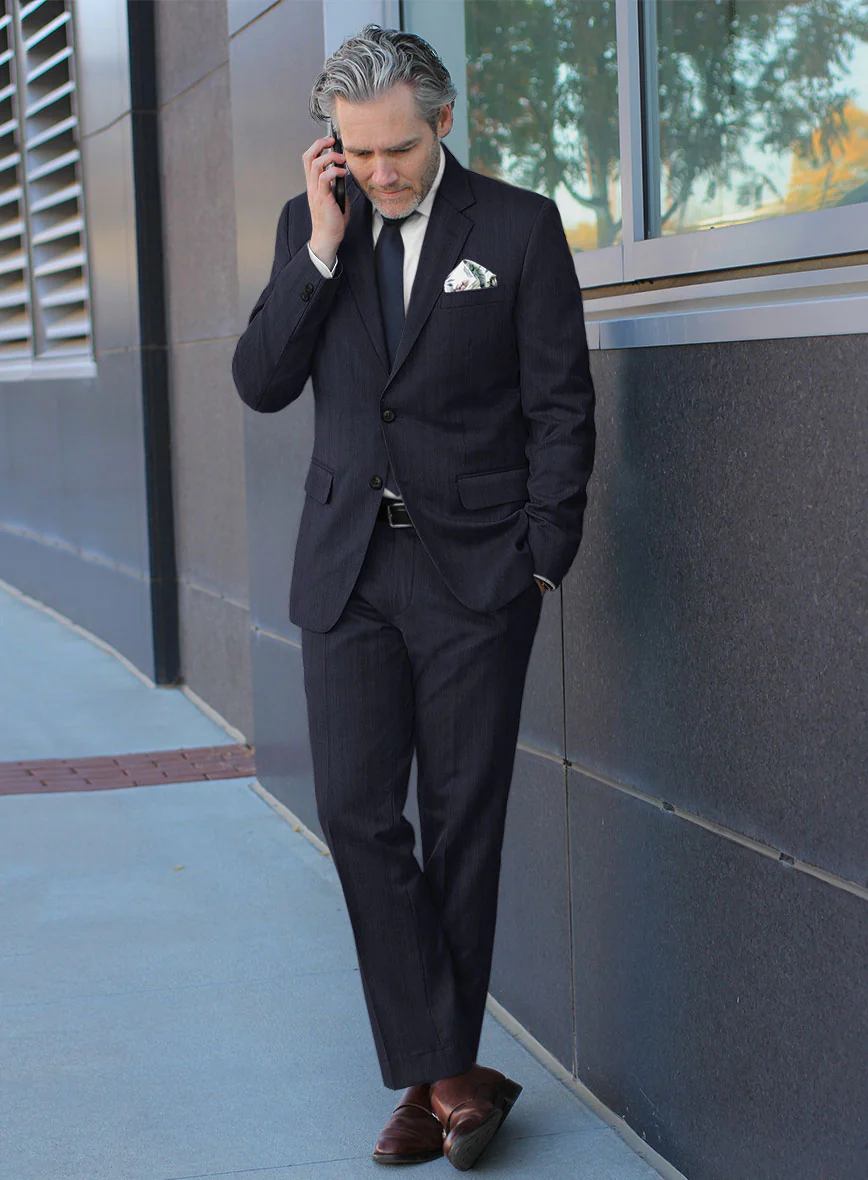 Scabal Londoner Manpa Stripe Blue Wool Suit - Image 2