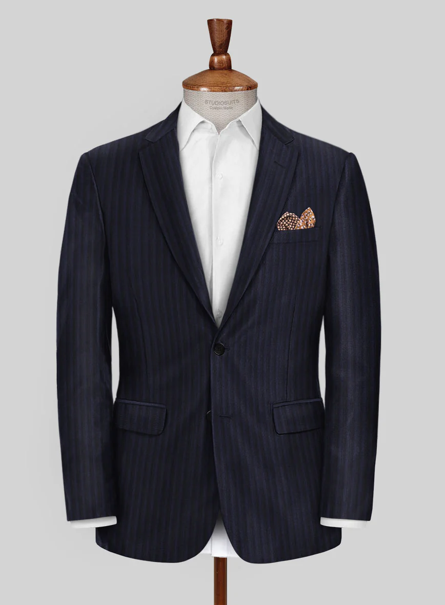 Scabal Londoner Nicaso Stripe Blue Wool Jacket