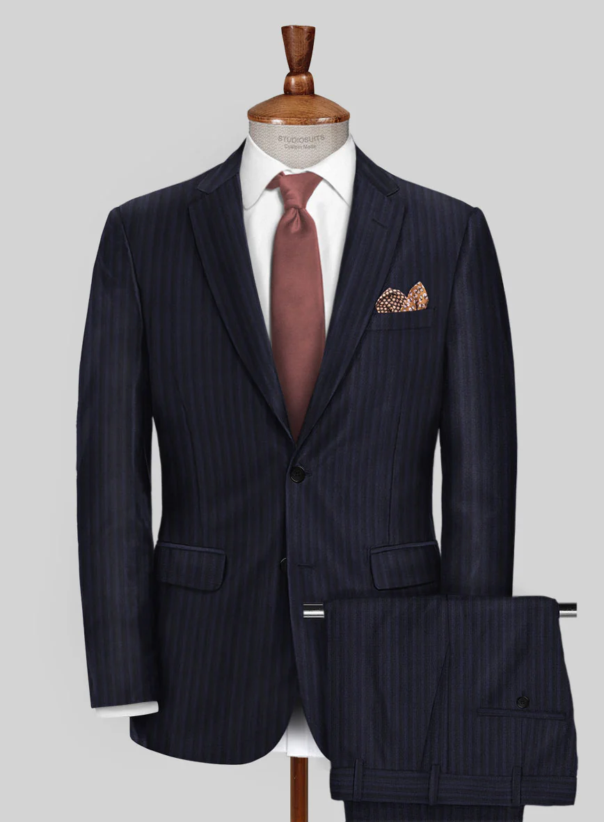 Scabal Londoner Nicaso Stripe Blue Wool Suit