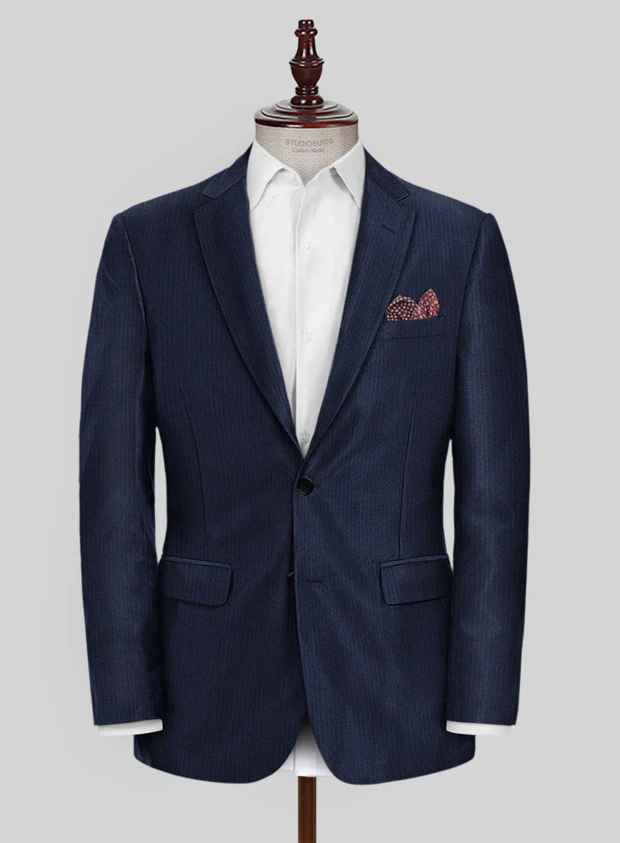 Scabal Londoner Sarcos Stripe Blue Wool Suit - Image 3