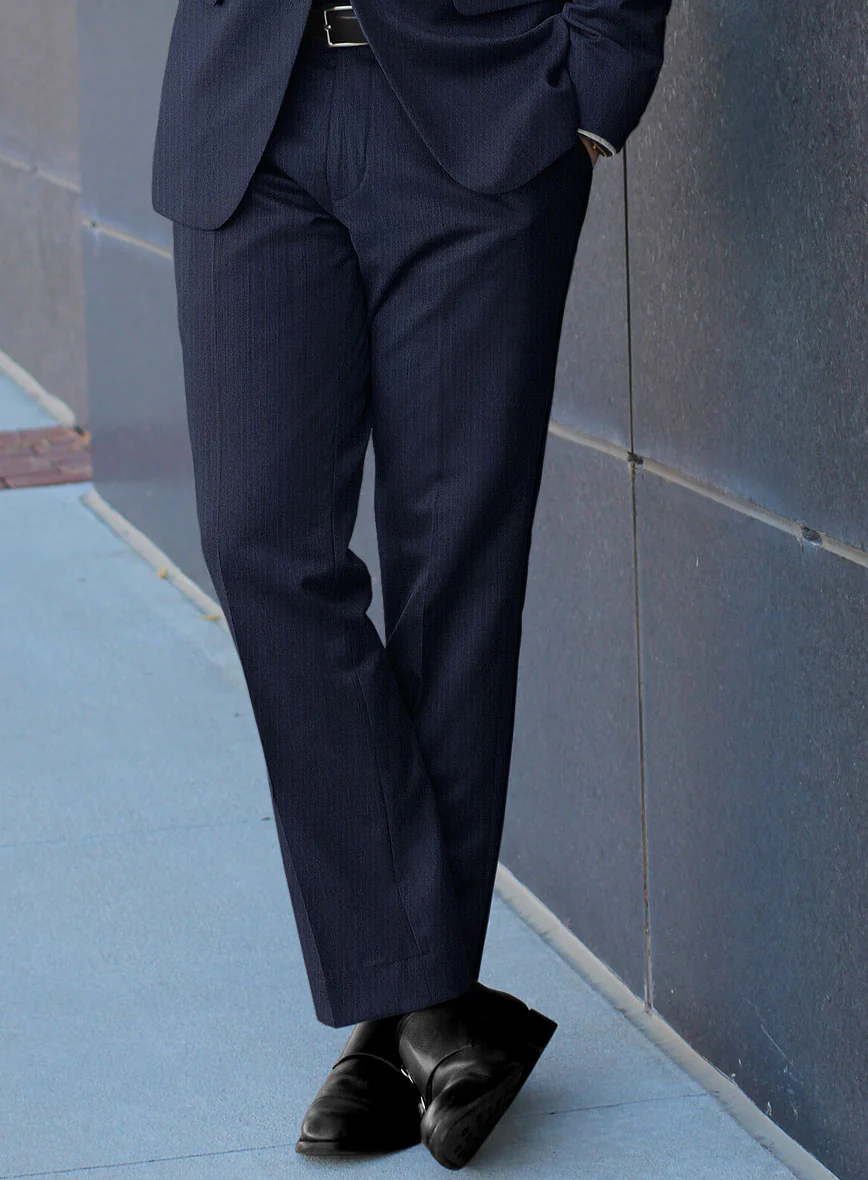 Scabal Londoner Sarcos Stripe Blue Wool Suit - Image 4