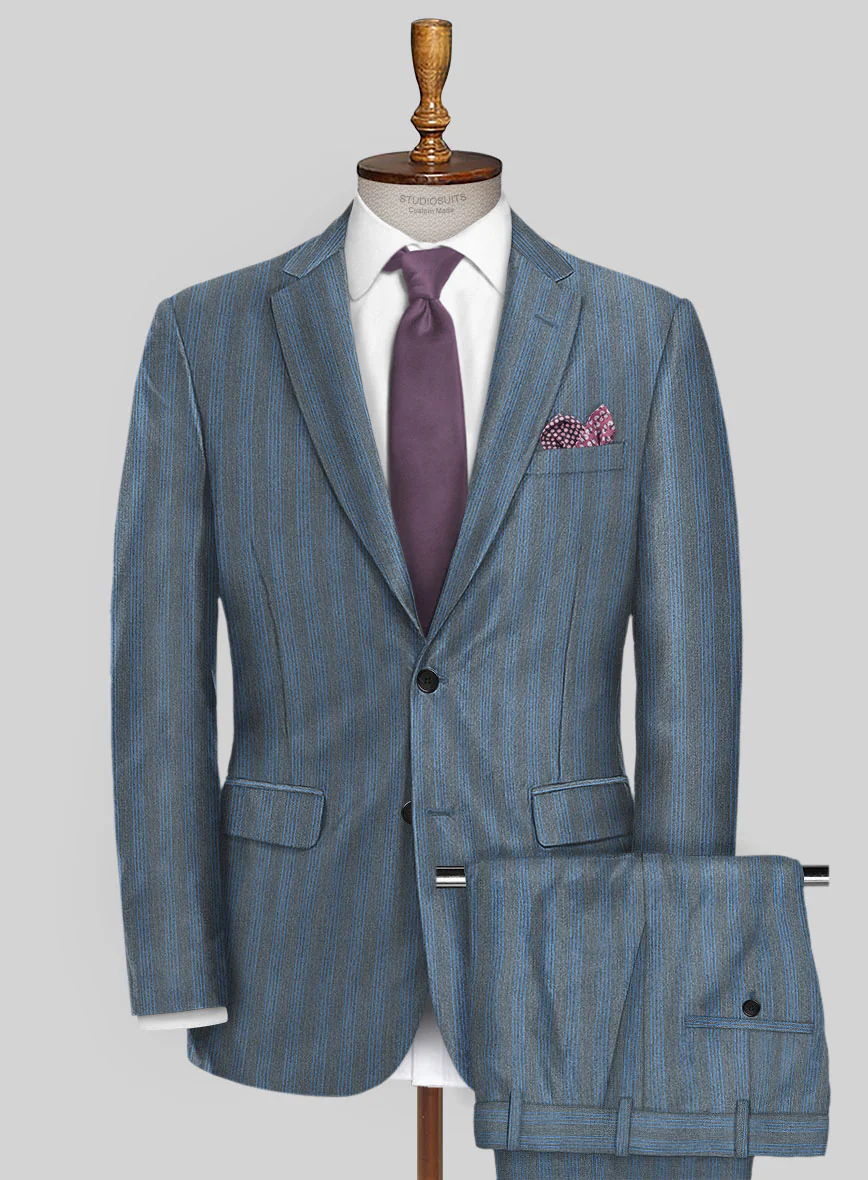 Scabal Londoner Struci Stripe Gray Wool Suit