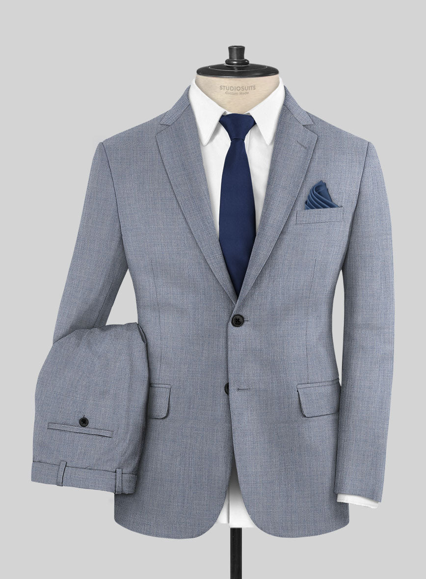 Scabal Londoner Twill Light Blue Wool Suit