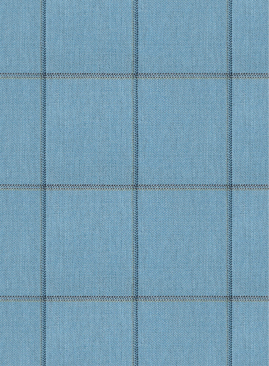 Scabal Londoner Windowpane Blue Wool Pants - Image 2
