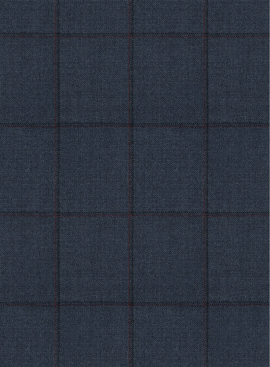 Scabal Londoner Windowpane Dark Blue Wool Suit - Image 6