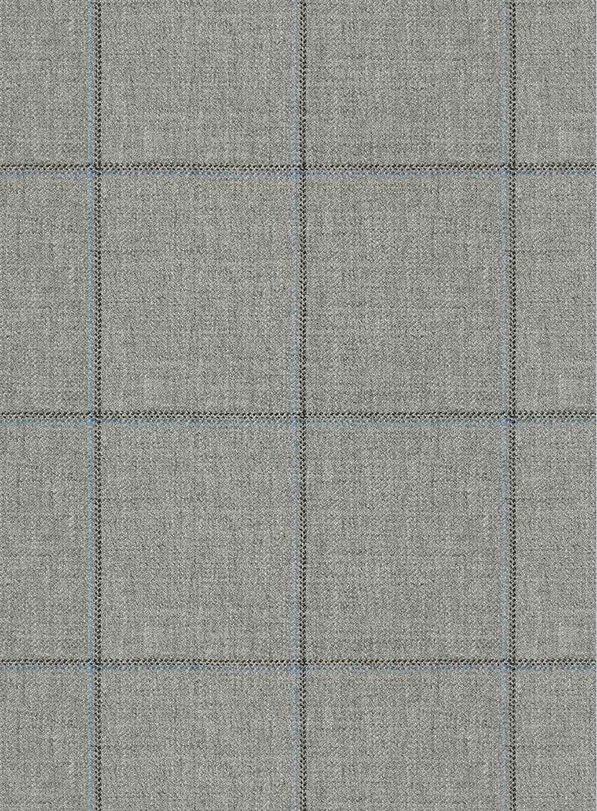 Scabal Londoner Windowpane Light Gray Wool Pants - Image 3