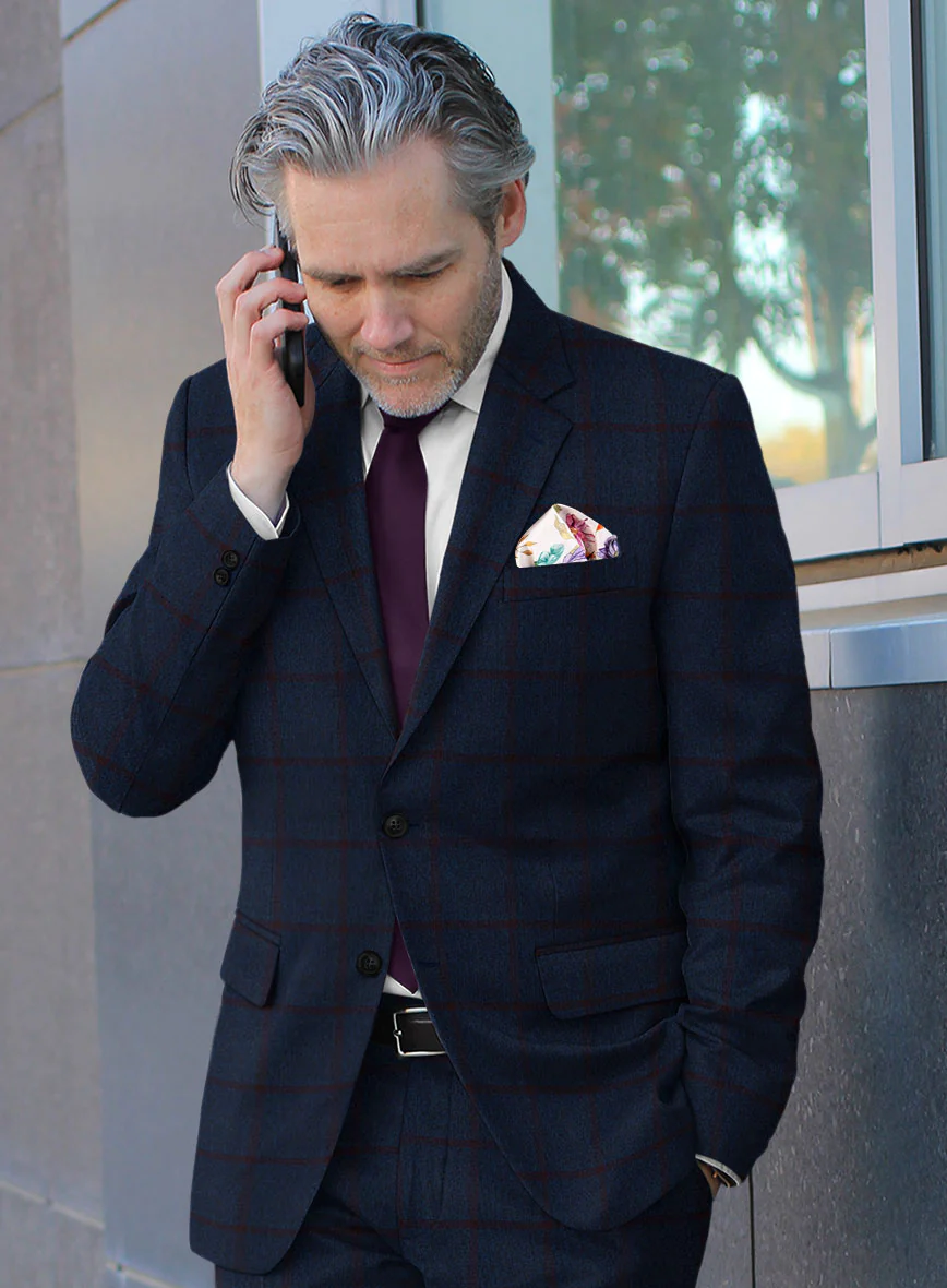 Scabal Marine Blue Checks Wool Jacket - Image 2