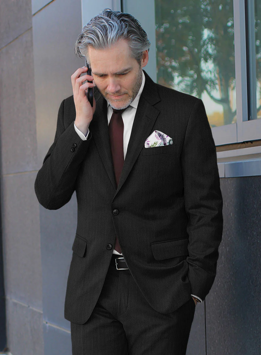 Scabal Nadres Stripe Black Wool Jacket - Image 2
