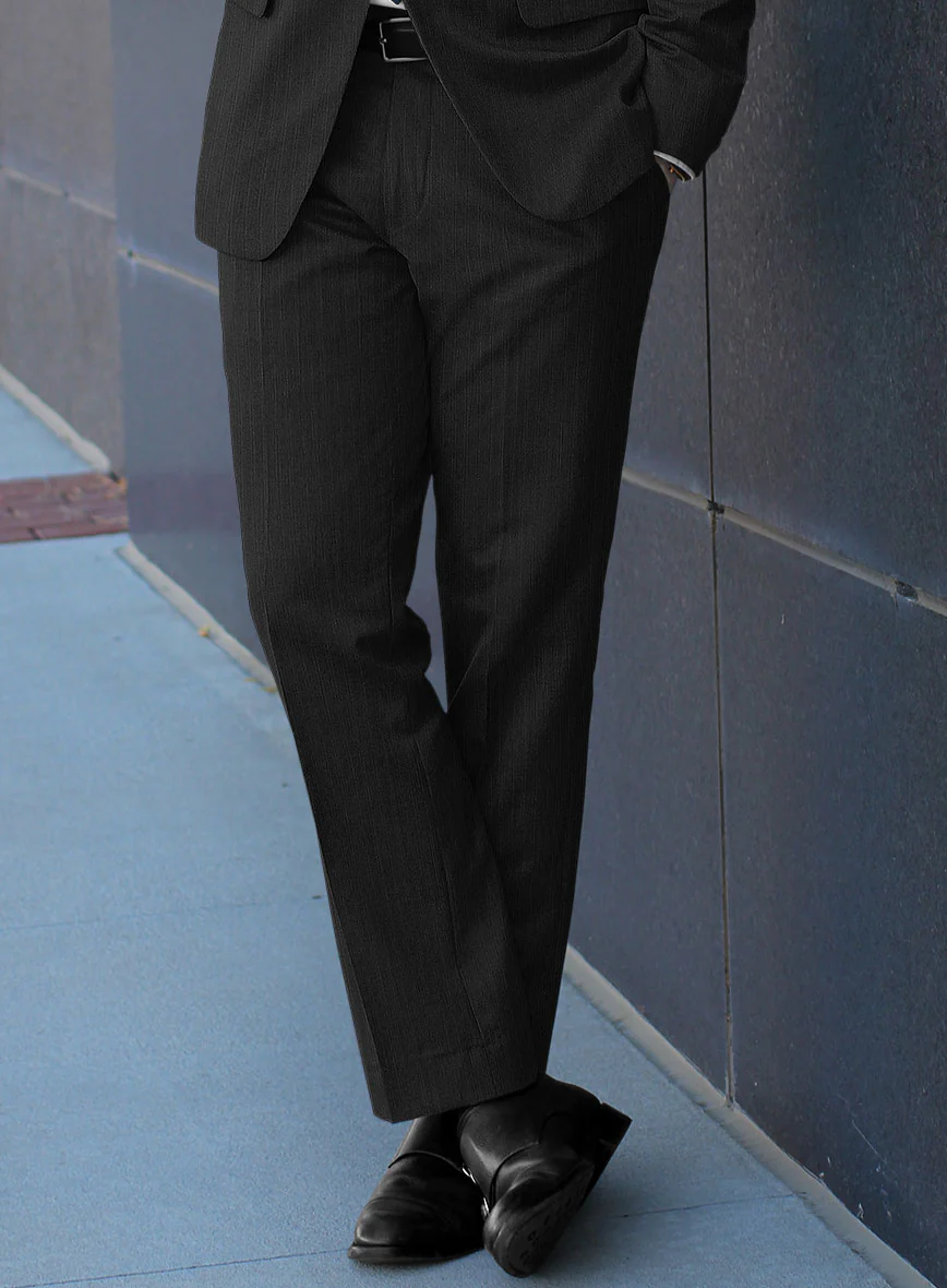 Scabal Nadres Stripe Black Wool Pants - Image 2