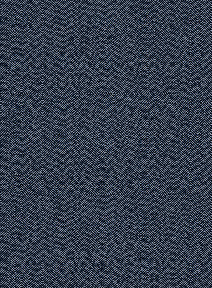 Scabal Nim Herringbone Blue Wool Pants - Image 3