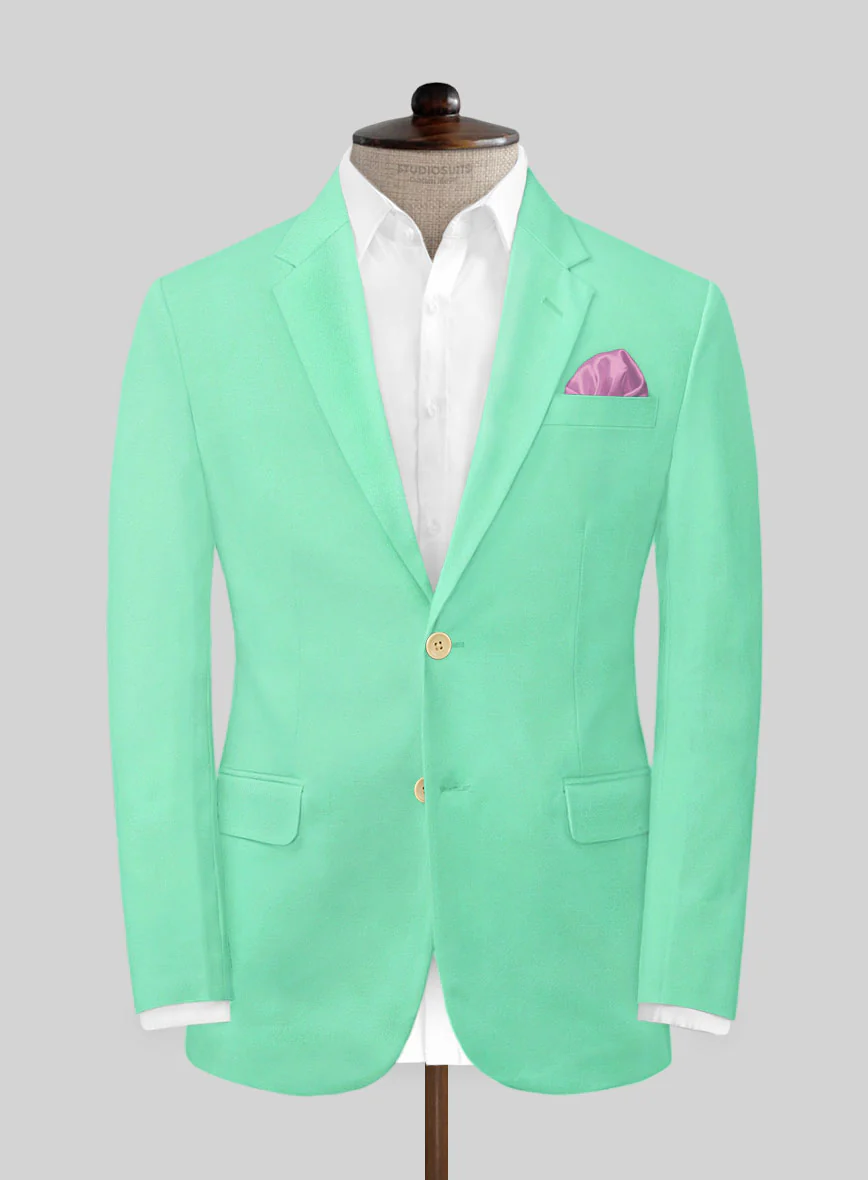 Scabal Pastel Green Cotton Stretch Suit - Image 2