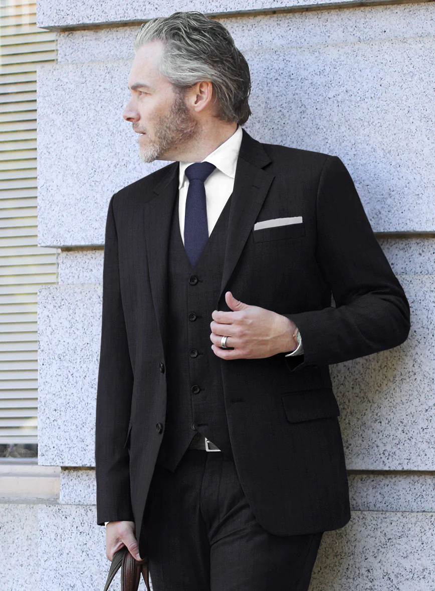 Scabal Pegico Stripe Blue Wool Suit - Image 4