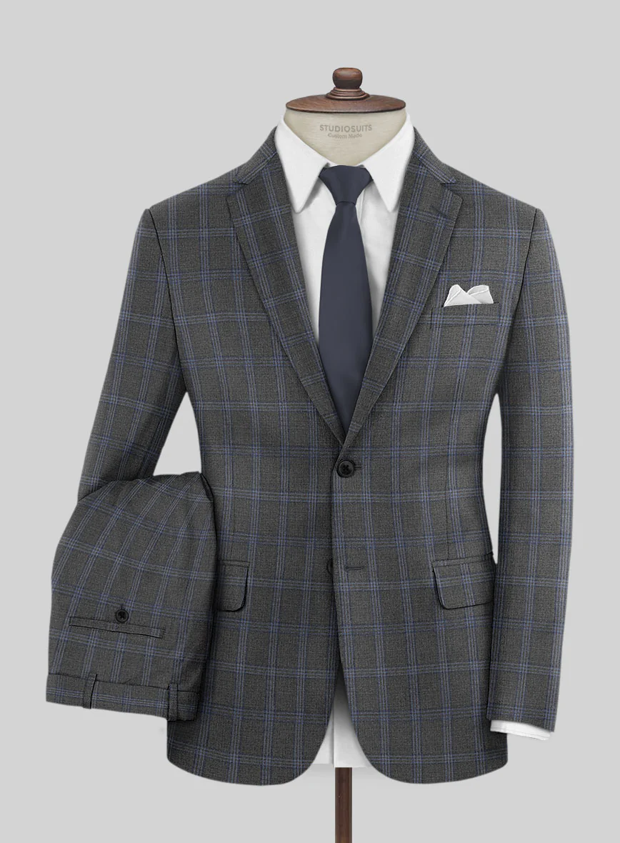 Scabal Quart Checks Gray Wool Suit