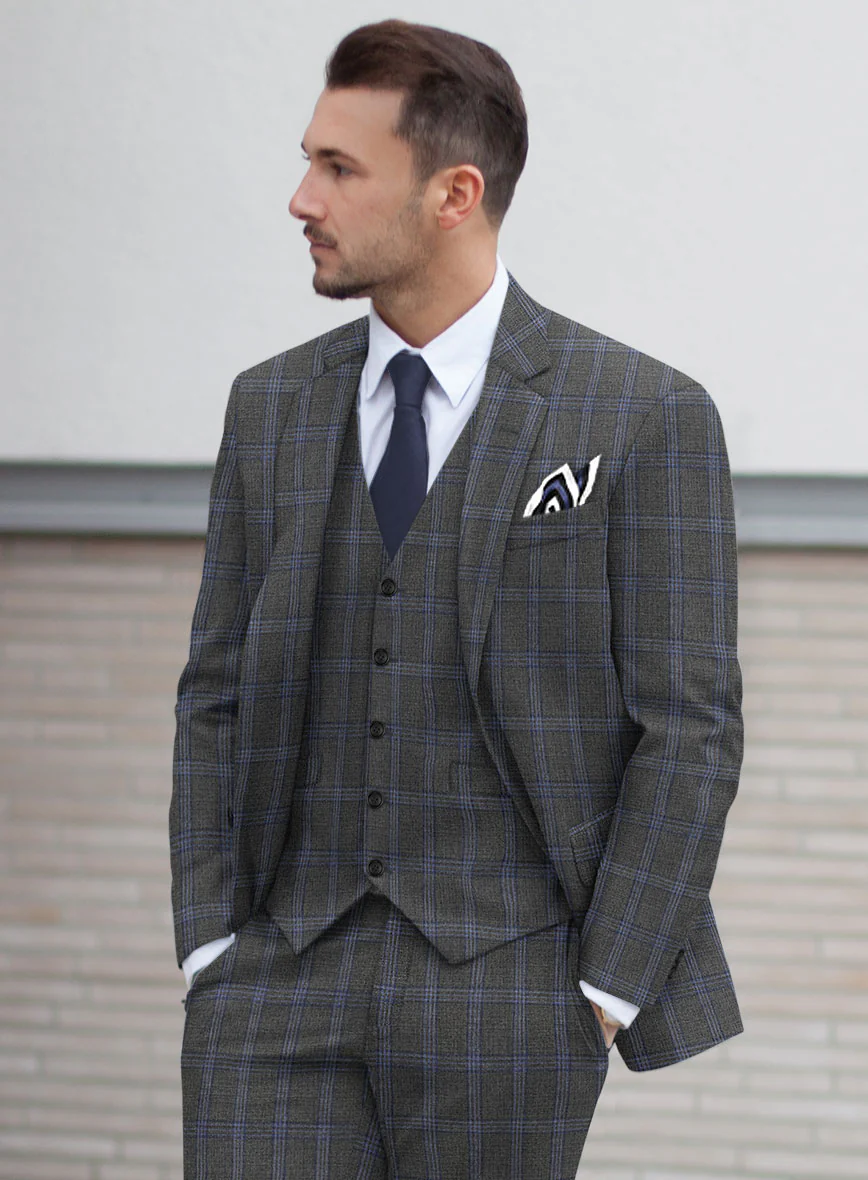 Scabal Quart Checks Gray Wool Suit - Image 4