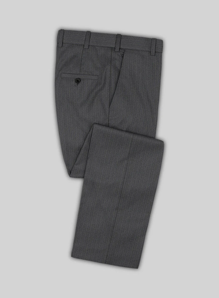 Scabal Rass Stripe Gray Wool Pants
