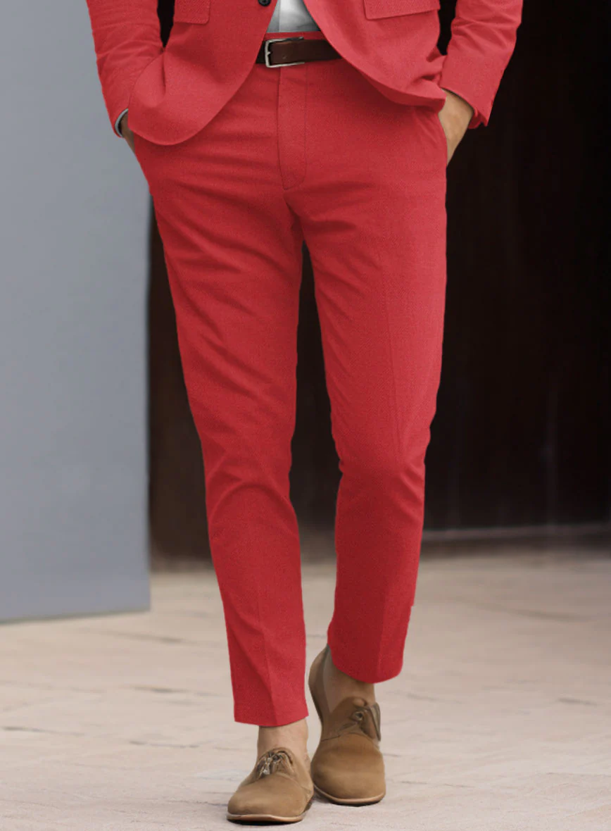 Scabal Red Cotton Stretch Pants - Image 2
