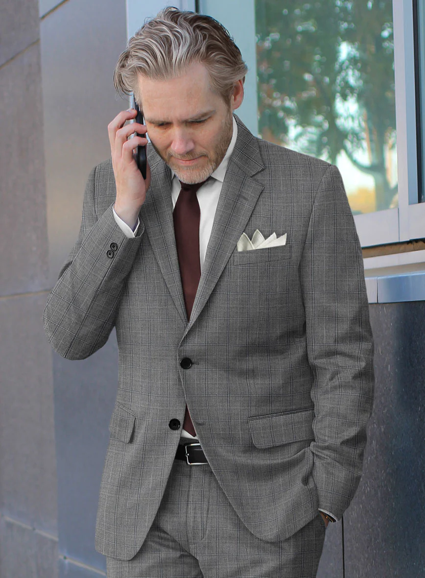 Scabal Sabo Checks Gray Wool Jacket - Image 2