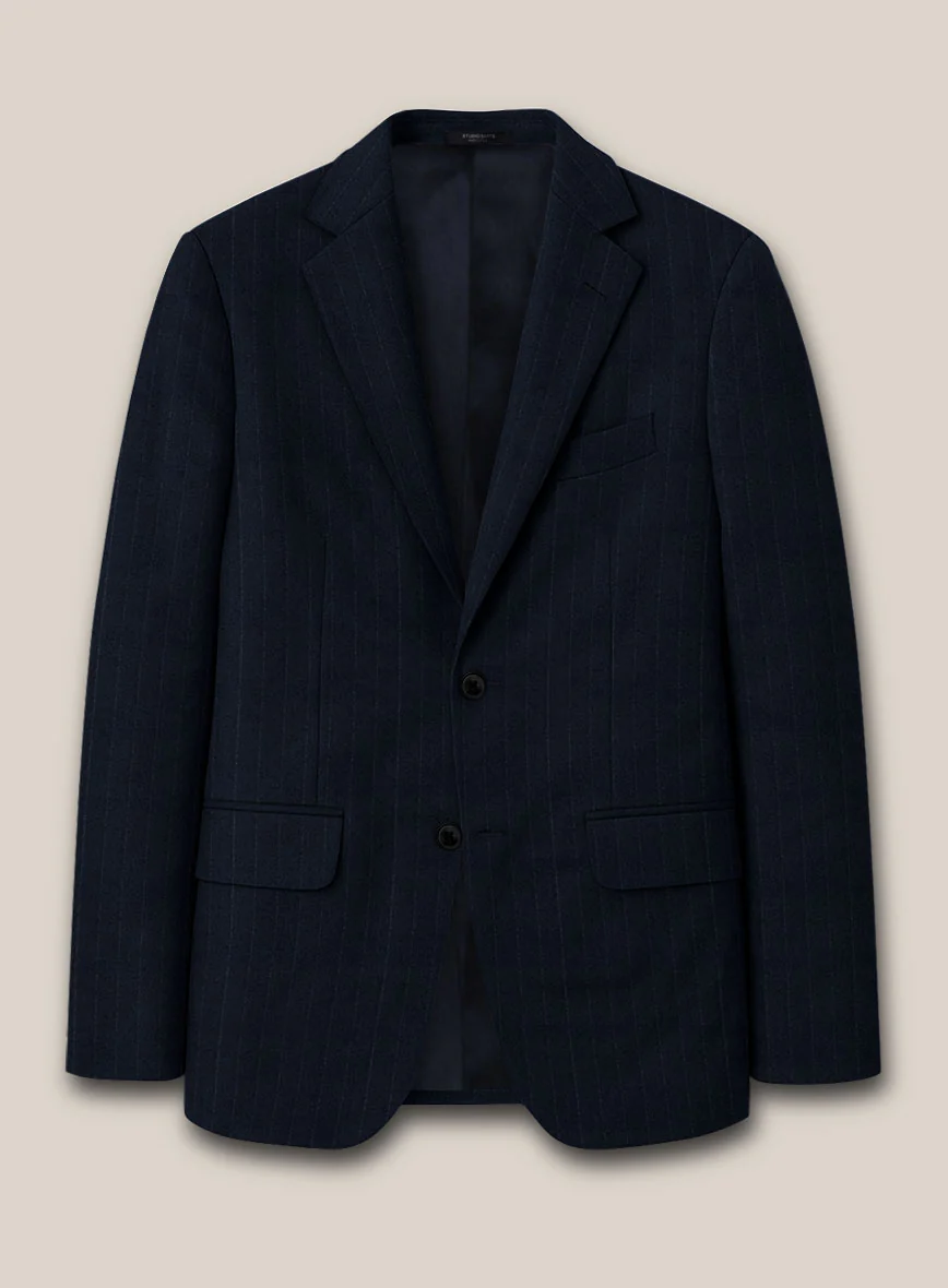 Scabal Sapphire Beaded Stripe Blue Wool Jacket