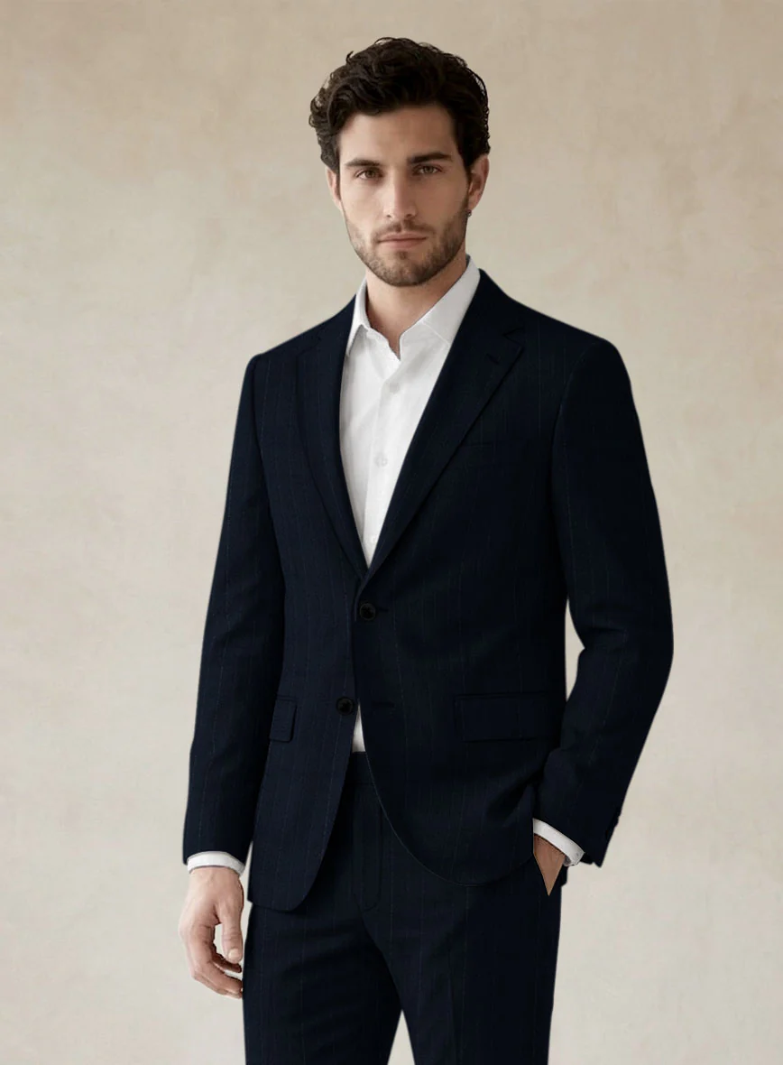 Scabal Sapphire Beaded Stripe Blue Wool Jacket - Image 2