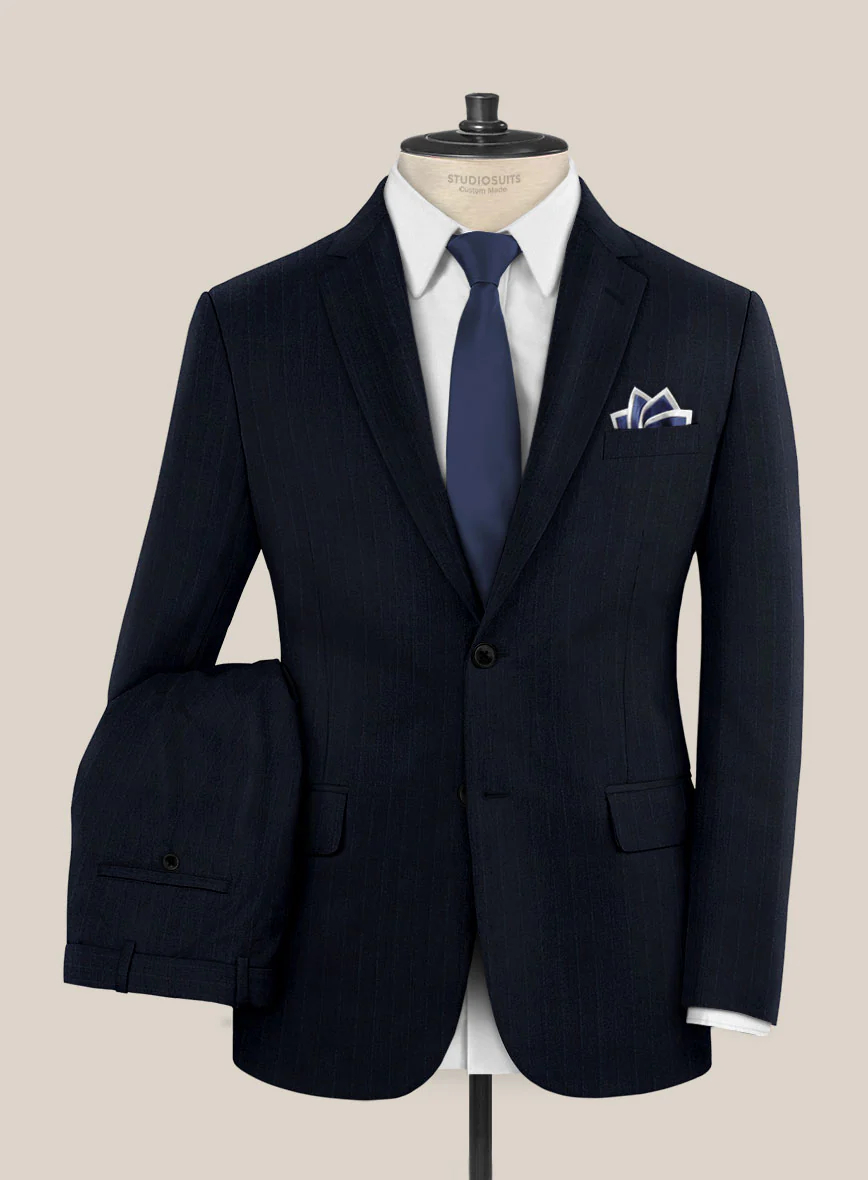 Scabal Sapphire Beaded Stripe Blue Wool Suit - Image 2