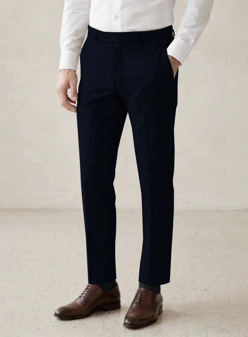 Scabal Sapphire Beaded Stripe Blue Wool Suit - Image 6