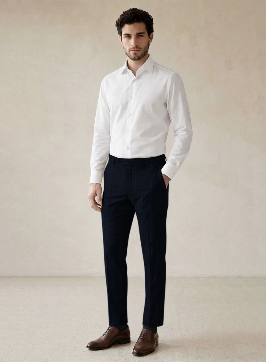 Scabal Sapphire Beaded Stripe Blue Wool Suit - Image 7
