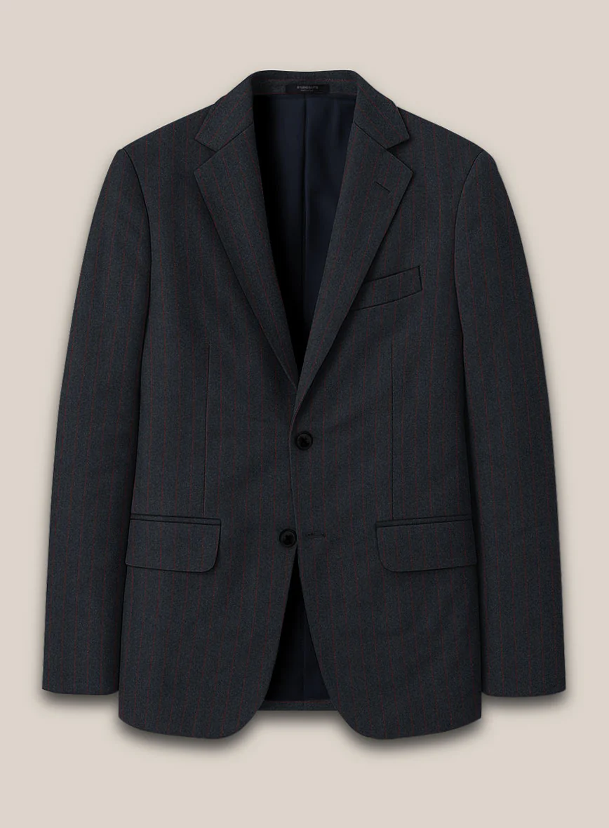 Scabal Sapphire Beaded Stripe Charcoal Wool Suit - Image 3