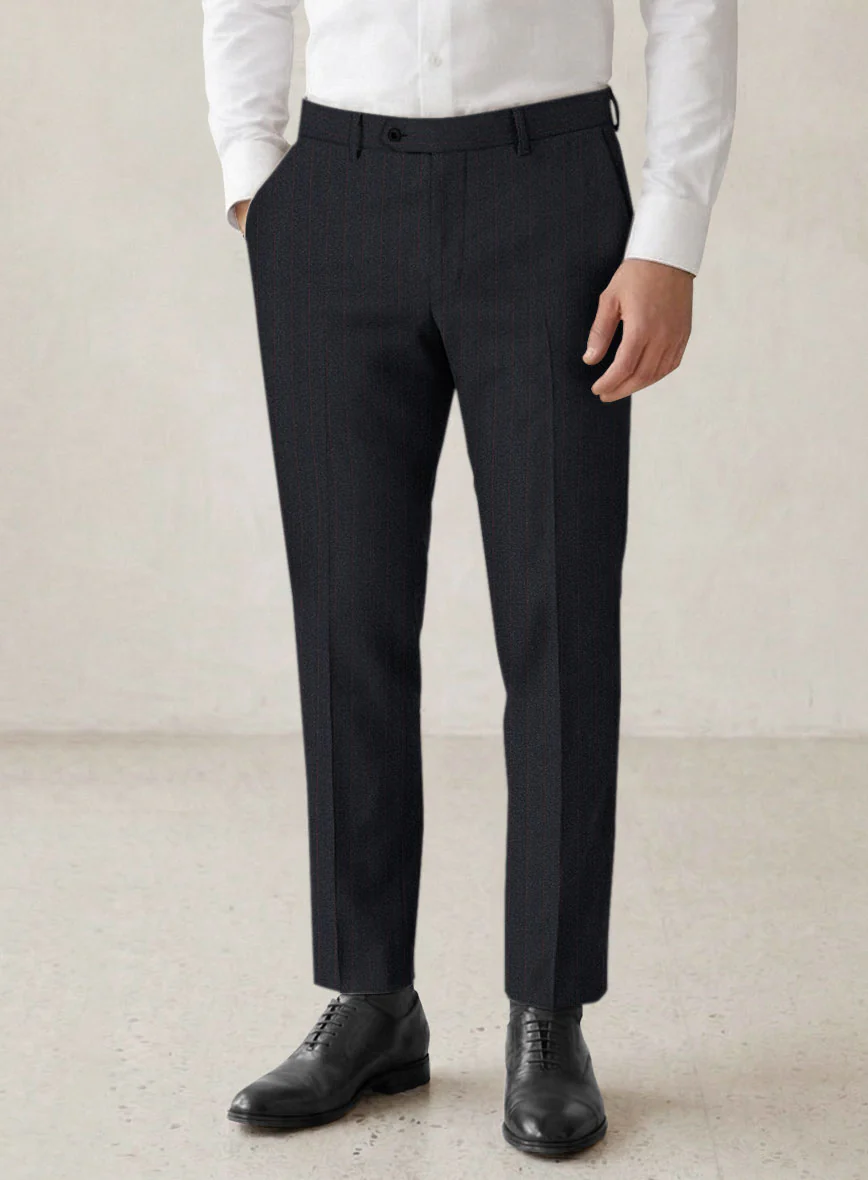Scabal Sapphire Beaded Stripe Charcoal Wool Suit - Image 6