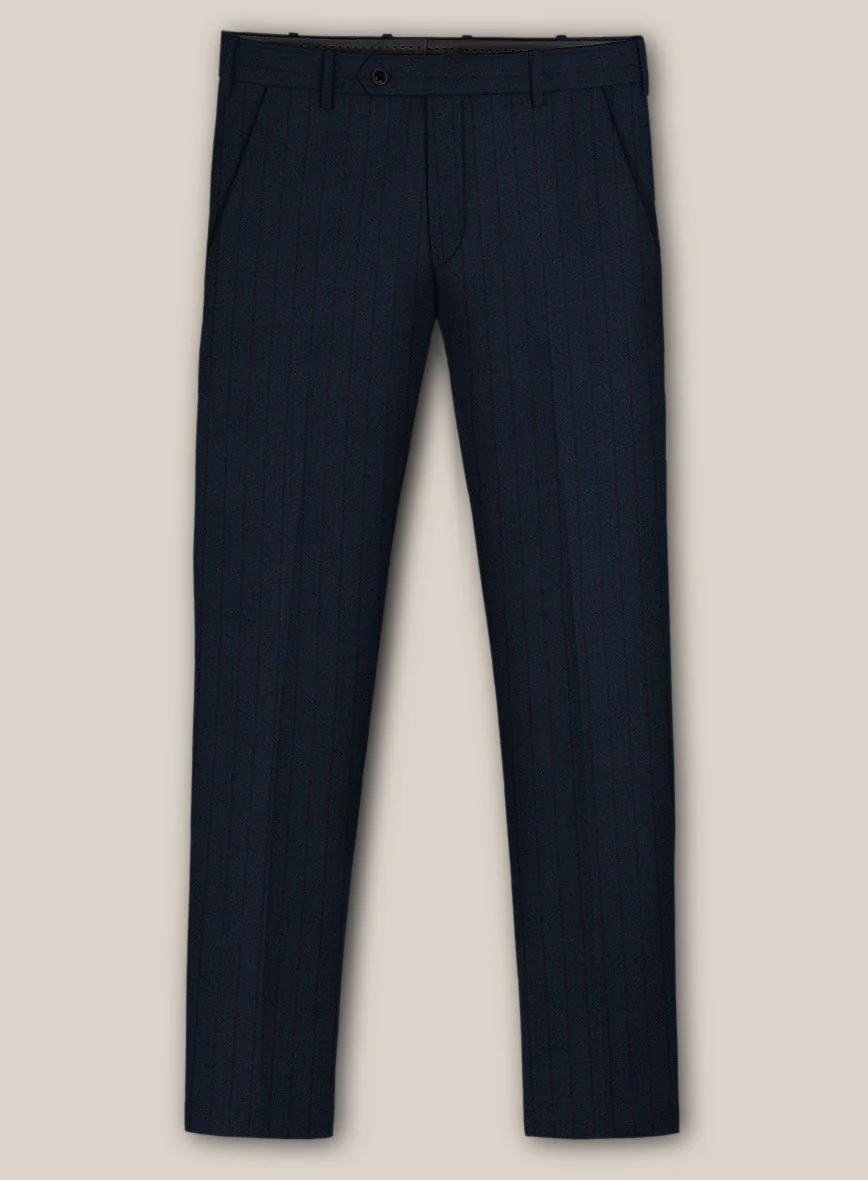 Scabal Sapphire Chalkstripe Blue Wool Pants - Image 2