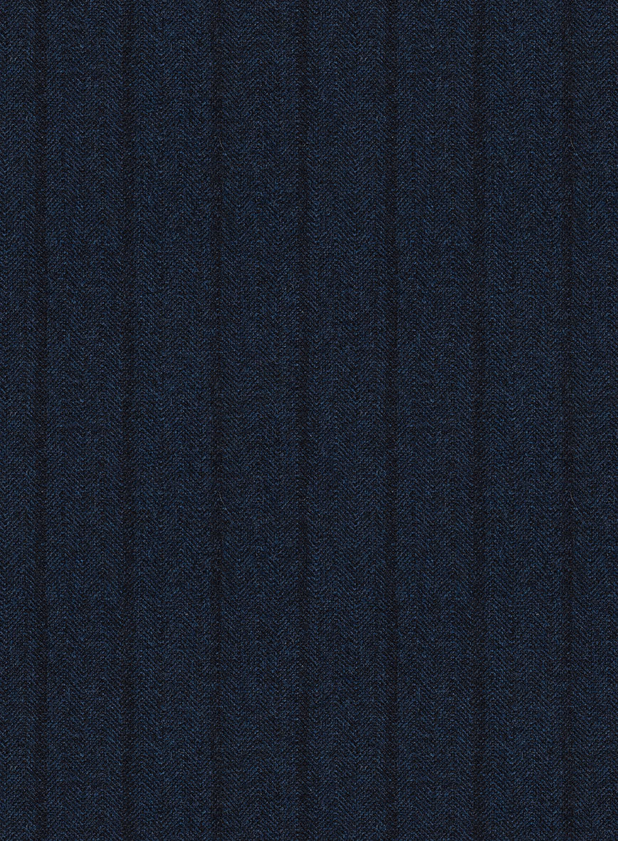 Scabal Sapphire Chalkstripe Blue Wool Pants - Image 4