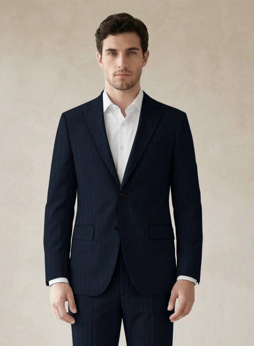 Scabal Sapphire Chalkstripe Blue Wool Suit - Image 4