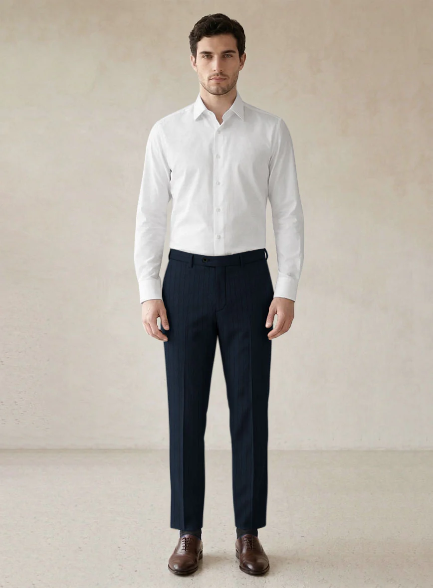 Scabal Sapphire Chalkstripe Blue Wool Suit - Image 7