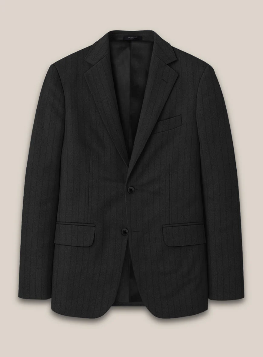 Scabal Sapphire Chalkstripe Gray Wool Jacket