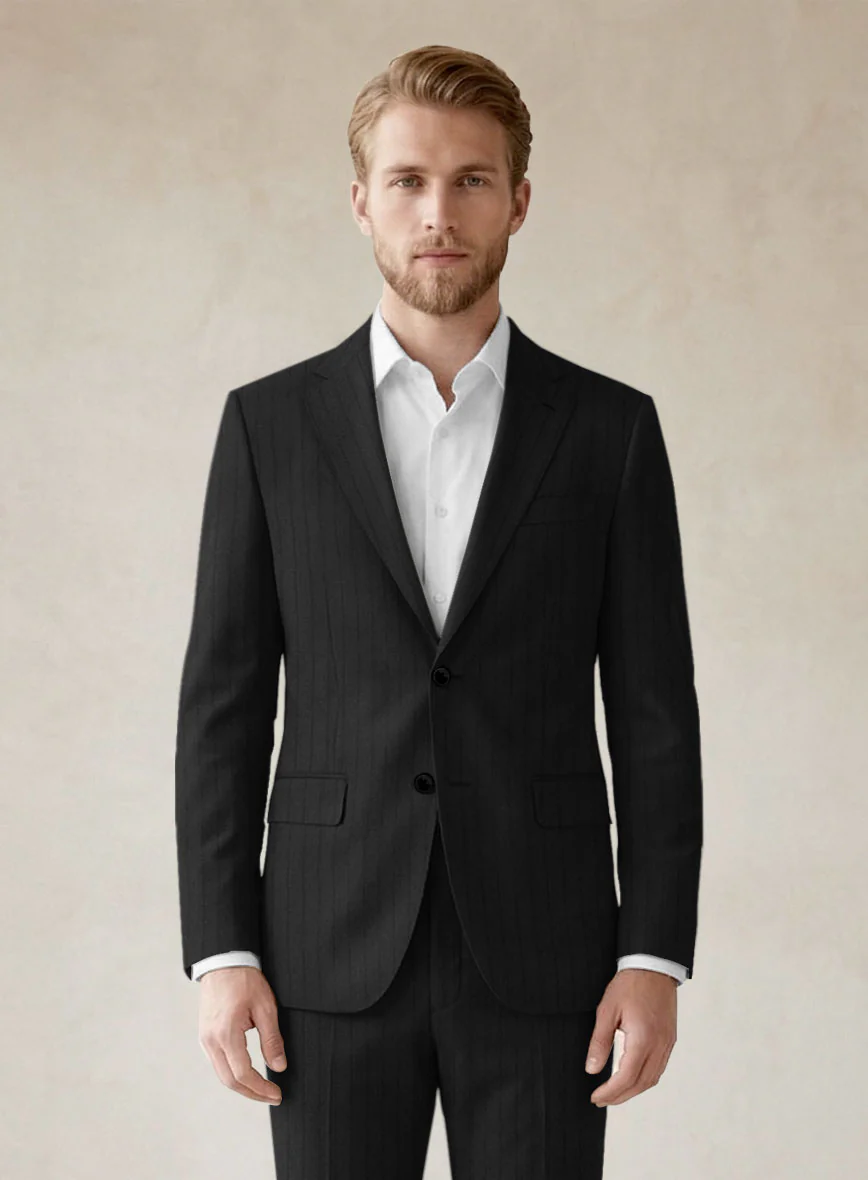 Scabal Sapphire Chalkstripe Gray Wool Jacket - Image 2