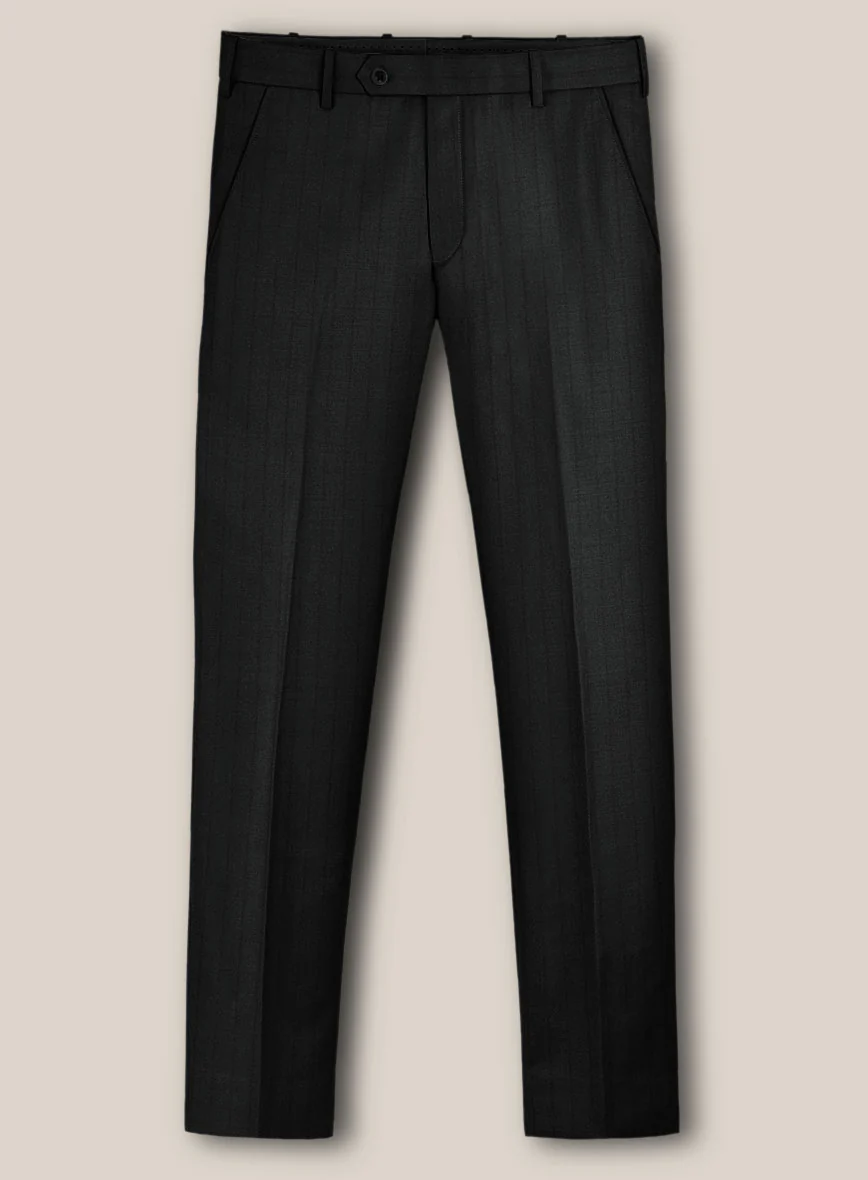 Scabal Sapphire Chalkstripe Gray Wool Pants - Image 2