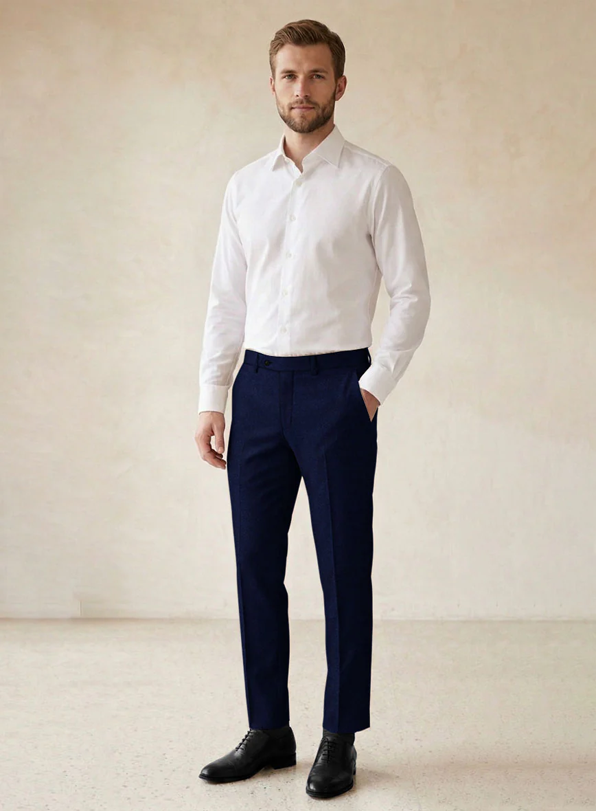 Scabal Sapphire Cobalt Blue Wool Pants - Image 3