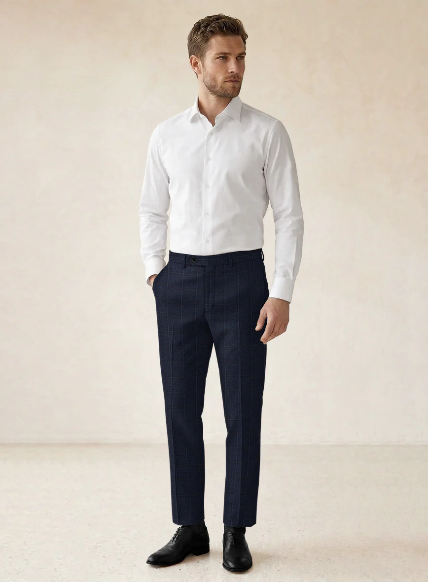 Scabal Sapphire Glen Blue Wool Pants - Image 3
