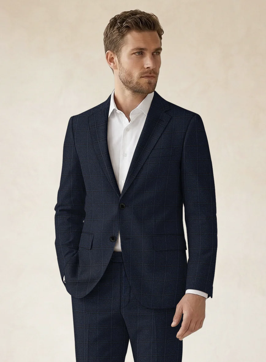 Scabal Sapphire Glen Blue Wool Suit - Image 4