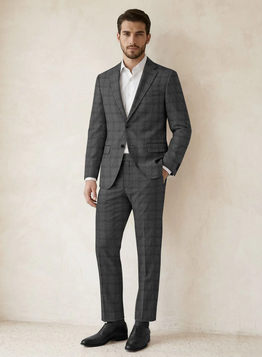 Scabal Sapphire Glen Gray Wool Suit