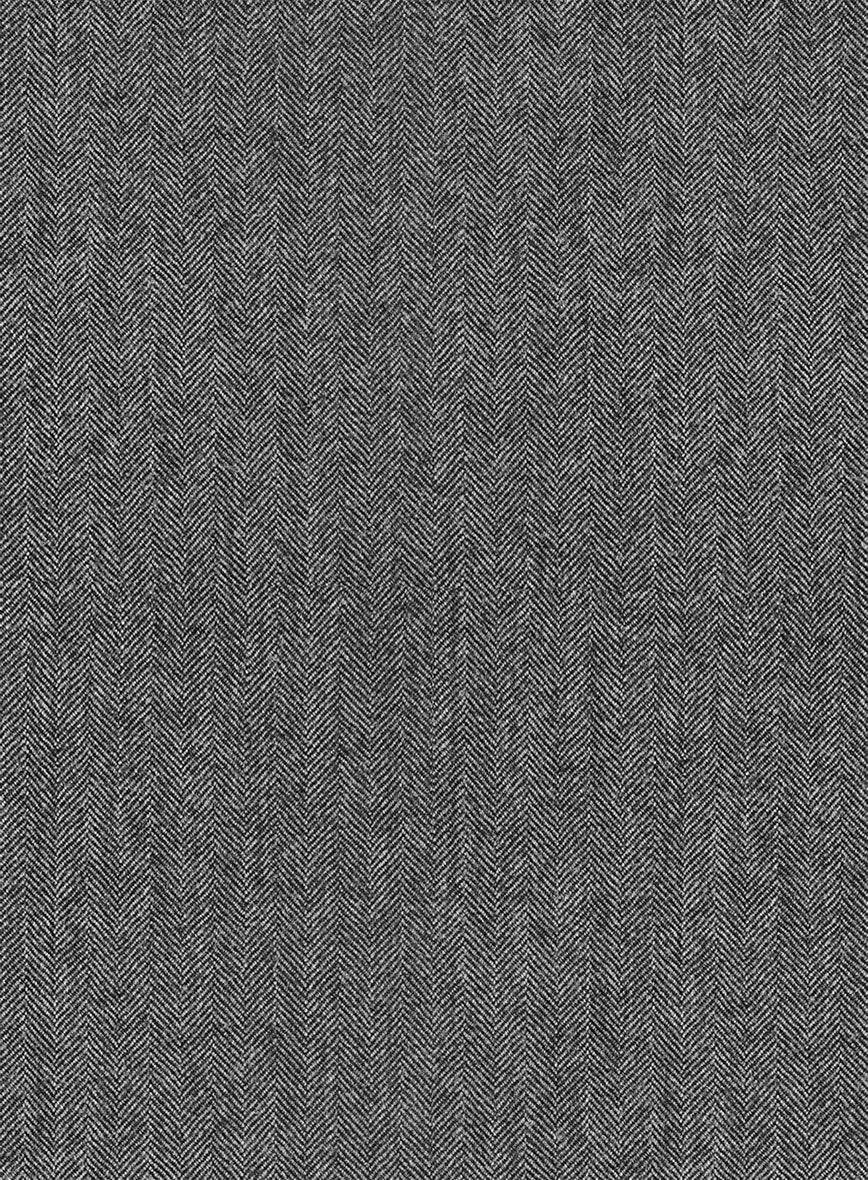 Scabal Sapphire Herringbone Gray Wool Pants - Image 4