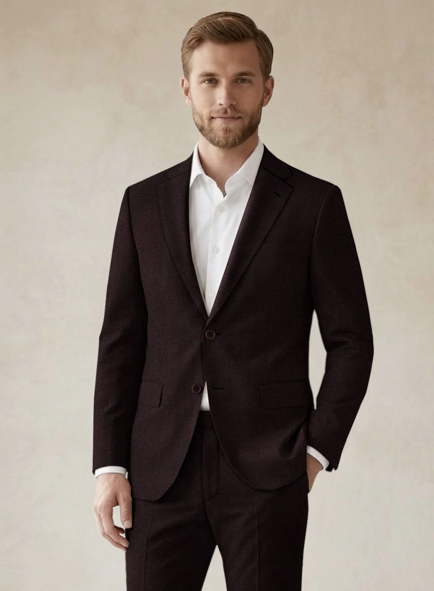Scabal Sapphire Herringbone Wine Wool Suit - Image 4